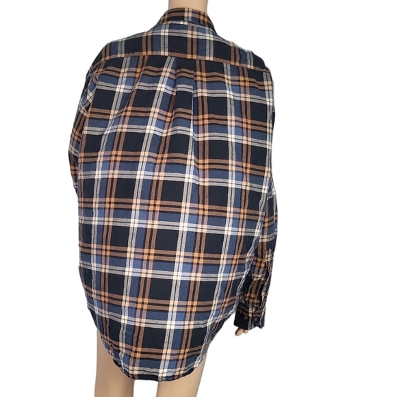 Cabela’s Plaid Button Down Blue Orange Shirt Men’s L - Picture 5 of 5